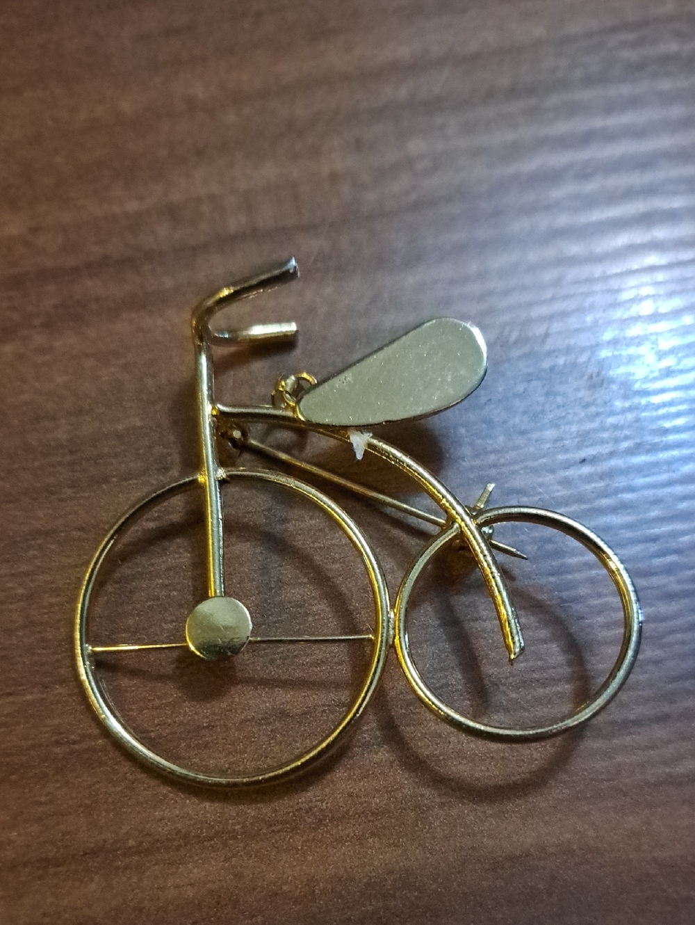 Gold Tone Bicycle Brooch Pin - Vintage Style